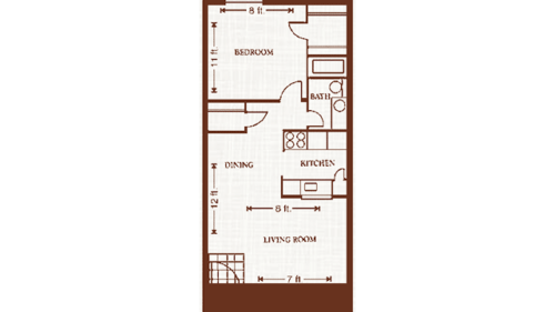 One Bedroom, One Bath 625 SQ. FT.